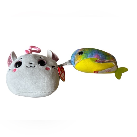Ty Other - Ty Plush Mouse and Narwhal Toy Set - White and Multicolor